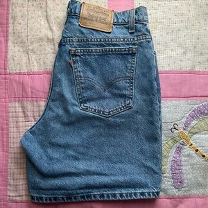 High waisted relaxed fit denim shorts